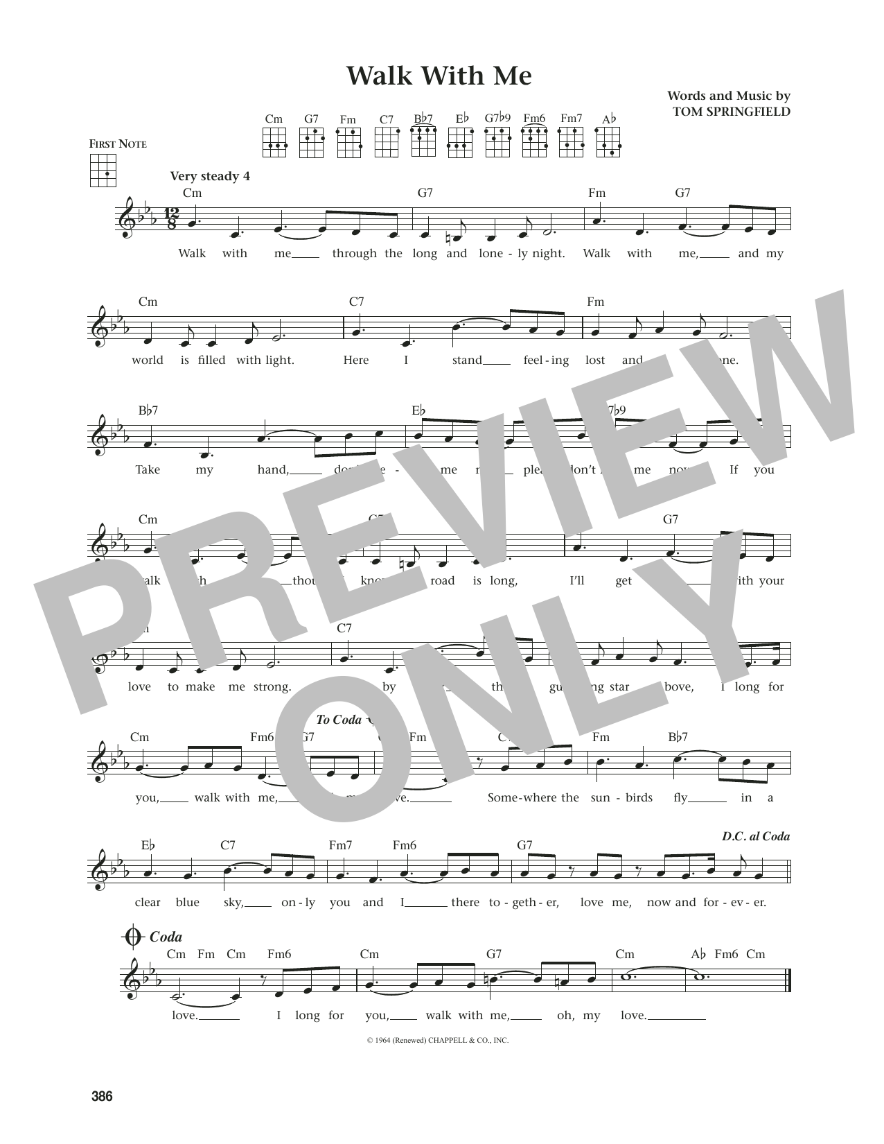 Tom Springfield Walk With Me (from The Daily Ukulele) (arr. Jim Beloff) Sheet Music Notes & Chords for Ukulele - Download or Print PDF