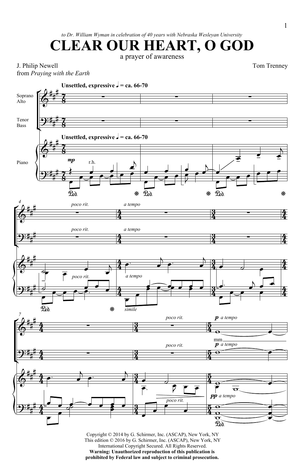 Tom Trenney Clear Our Heart, O God Sheet Music Notes & Chords for SATB Choir - Download or Print PDF