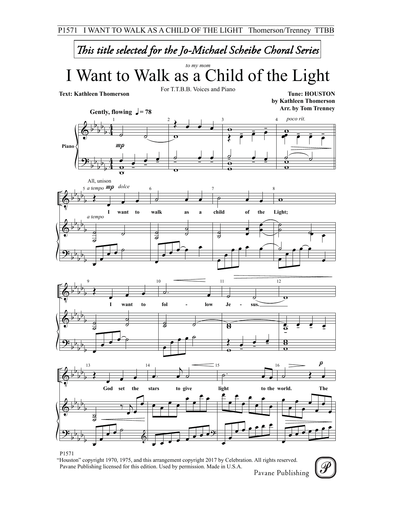 Tom Trenney I Want To Walk As A Child of Light Sheet Music Notes & Chords for Choral - Download or Print PDF