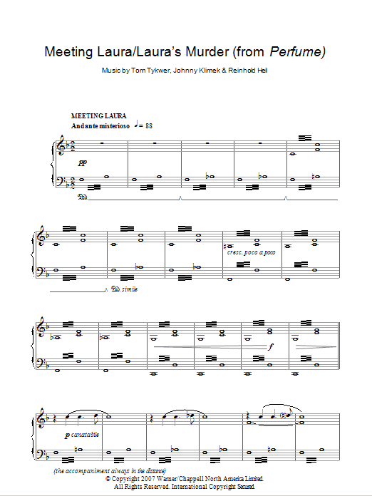 Tom Tykwer Meeting Laura / Laura's Murder Sheet Music Notes & Chords for Piano - Download or Print PDF