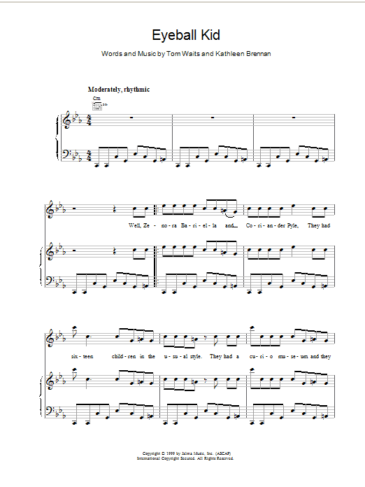 Tom Waits Eyeball Kid Sheet Music Notes & Chords for Piano, Vocal & Guitar (Right-Hand Melody) - Download or Print PDF Tom Waits Eyeball Kid Sheet Music Notes & Chords for Piano, Vocal & Guitar (Right-Hand Melody) - Download or Print PDF