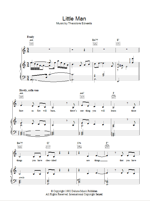 Tom Waits Little Man Sheet Music Notes & Chords for Piano, Vocal & Guitar (Right-Hand Melody) - Download or Print PDF