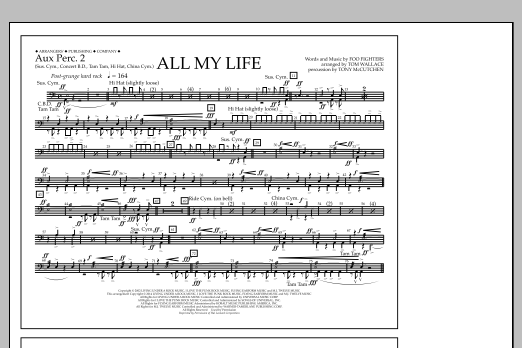Tom Wallace All My Life - Aux. Perc. 2 Sheet Music Notes & Chords for Marching Band - Download or Print PDF