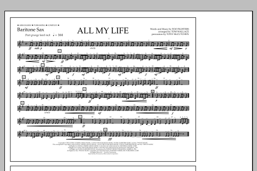 Tom Wallace All My Life - Baritone Sax Sheet Music Notes & Chords for Marching Band - Download or Print PDF