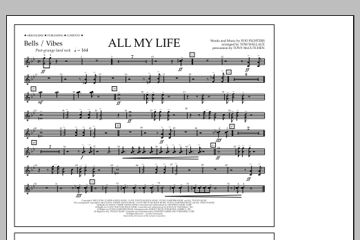 Tom Wallace All My Life - Bells/Vibes Sheet Music Notes & Chords for Marching Band - Download or Print PDF