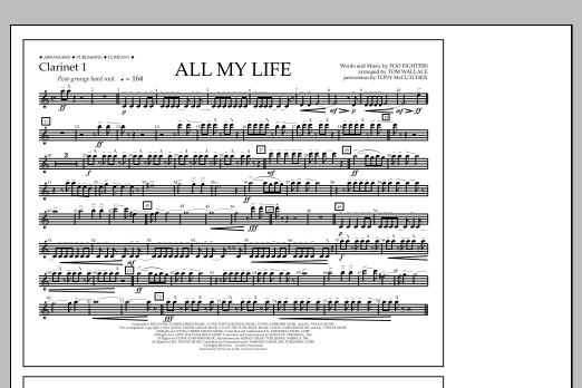 Tom Wallace All My Life - Clarinet 1 Sheet Music Notes & Chords for Marching Band - Download or Print PDF