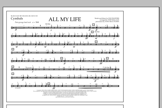 Tom Wallace All My Life - Cymbals Sheet Music Notes & Chords for Marching Band - Download or Print PDF