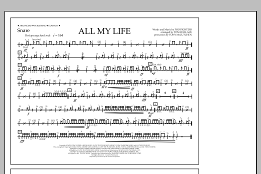 Tom Wallace All My Life - Snare Sheet Music Notes & Chords for Marching Band - Download or Print PDF