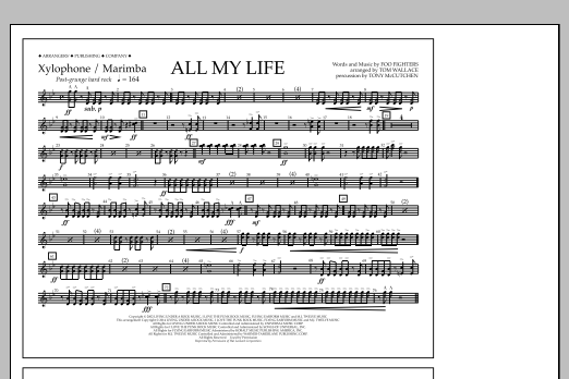 Tom Wallace All My Life - Xylophone/Marimba Sheet Music Notes & Chords for Marching Band - Download or Print PDF