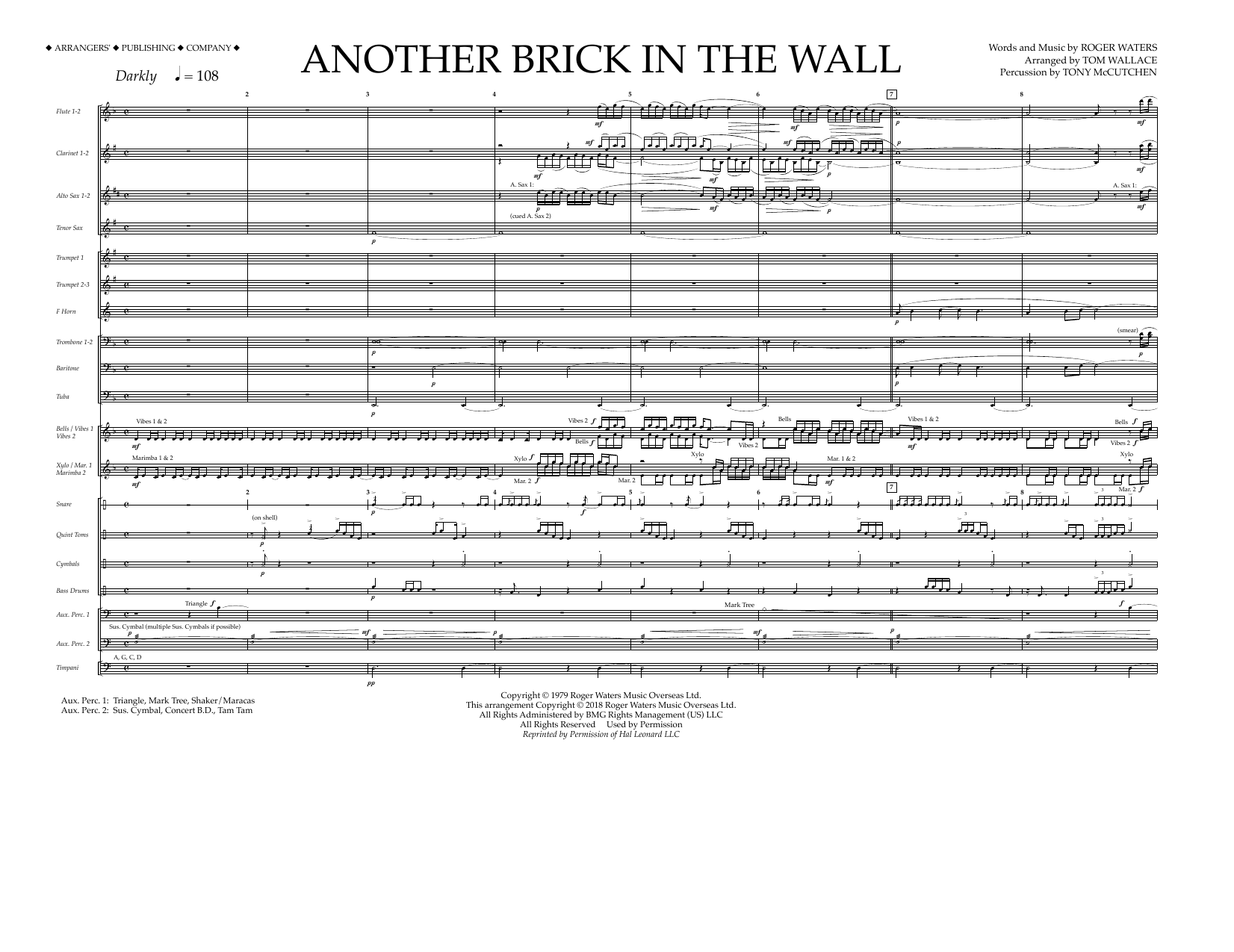 Tom Wallace Another Brick in the Wall - Full Score Sheet Music Notes & Chords for Marching Band - Download or Print PDF