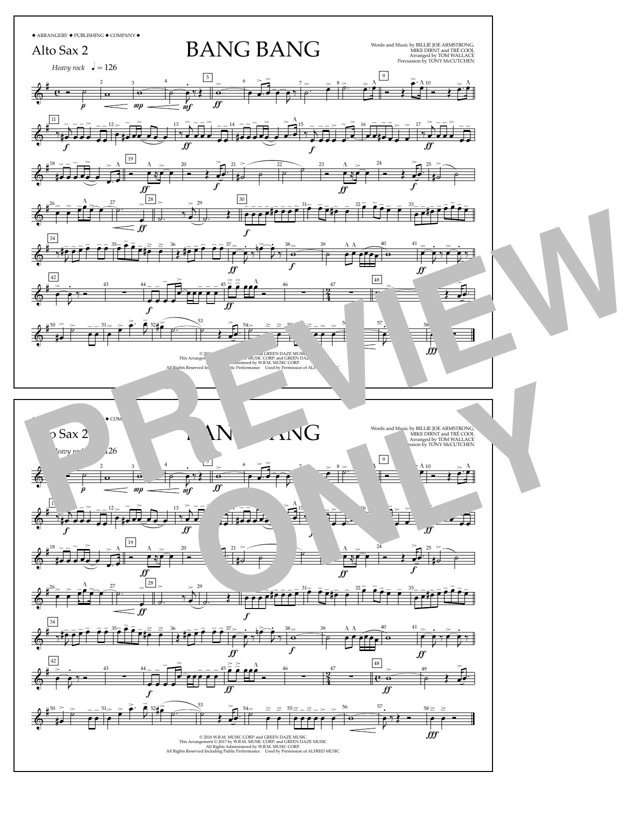 Tom Wallace Bang Bang - Alto Sax 2 Sheet Music Notes & Chords for Marching Band - Download or Print PDF