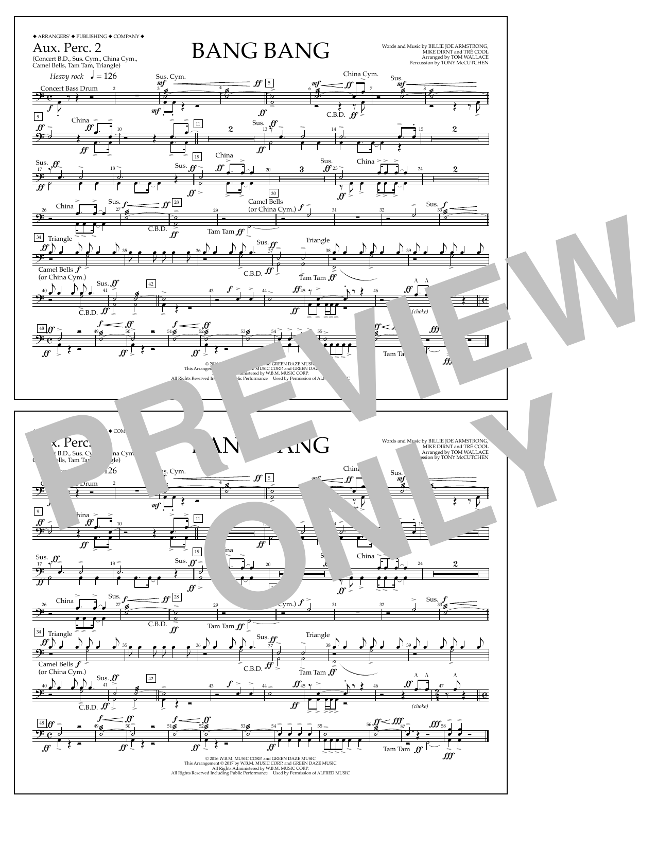 Tom Wallace Bang Bang - Aux. Perc. 2 Sheet Music Notes & Chords for Marching Band - Download or Print PDF