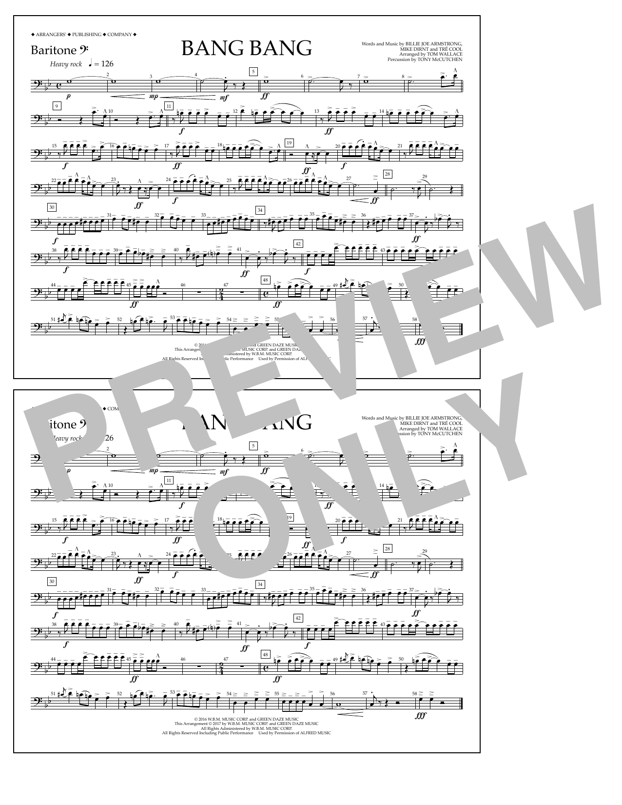 Tom Wallace Bang Bang - Baritone B.C. Sheet Music Notes & Chords for Marching Band - Download or Print PDF