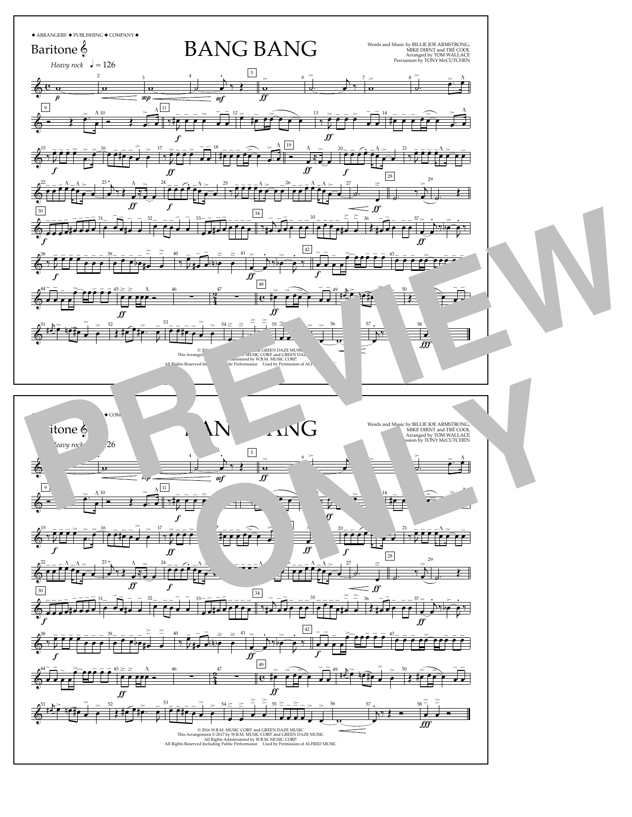 Tom Wallace Bang Bang - Baritone T.C. Sheet Music Notes & Chords for Marching Band - Download or Print PDF