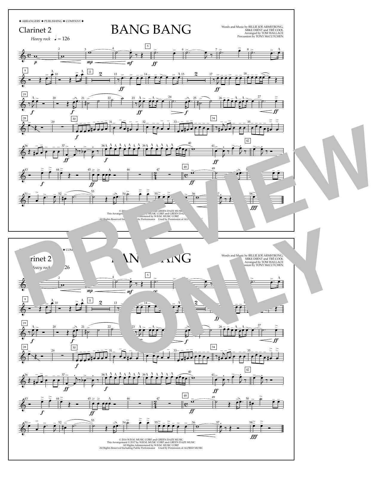 Tom Wallace Bang Bang - Clarinet 2 Sheet Music Notes & Chords for Marching Band - Download or Print PDF