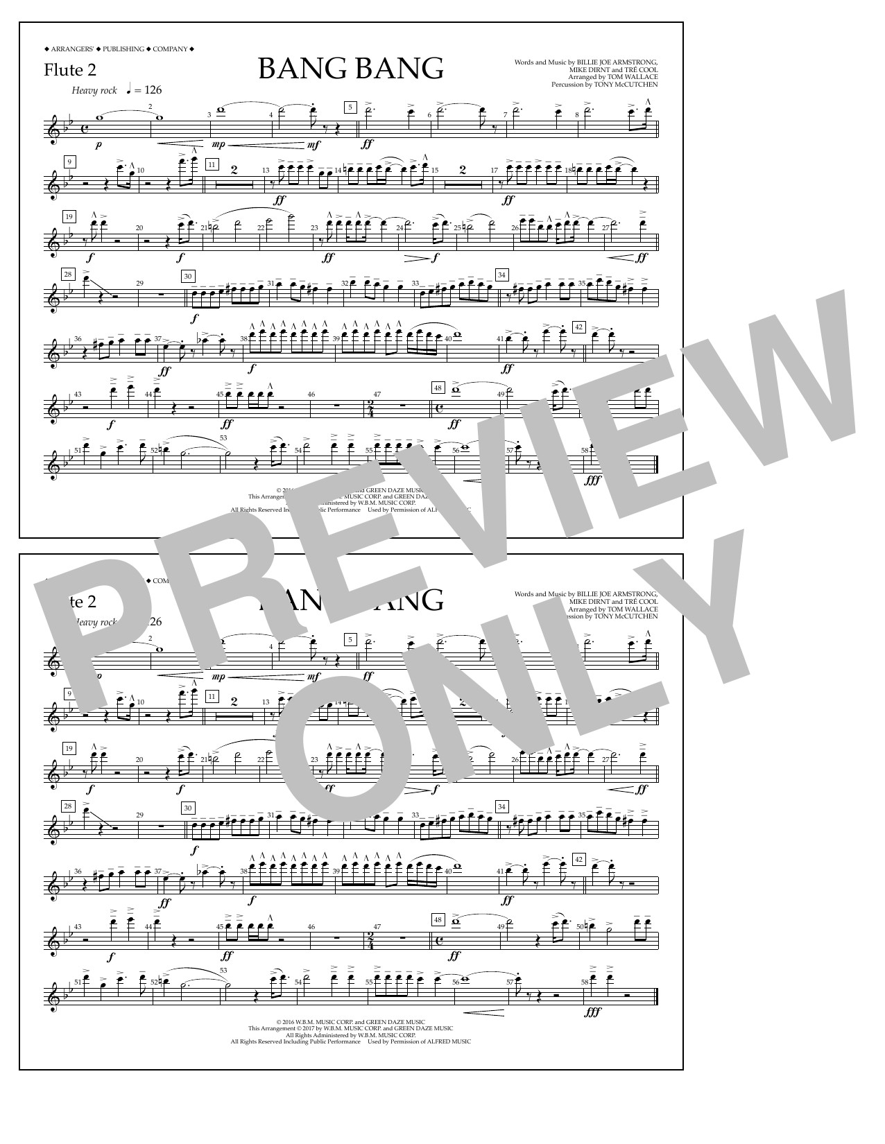 Tom Wallace Bang Bang - Flute 2 Sheet Music Notes & Chords for Marching Band - Download or Print PDF