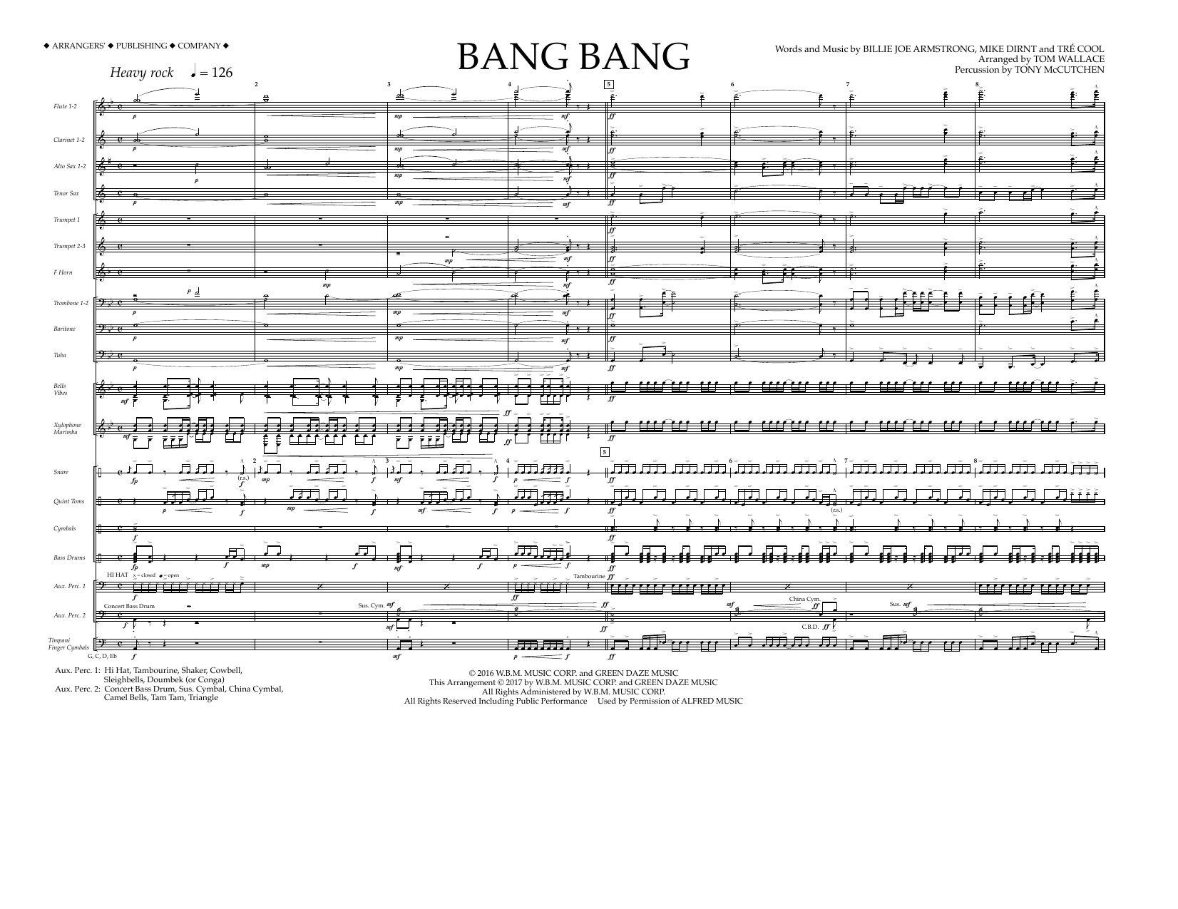 Tom Wallace Bang Bang - Full Score Sheet Music Notes & Chords for Marching Band - Download or Print PDF