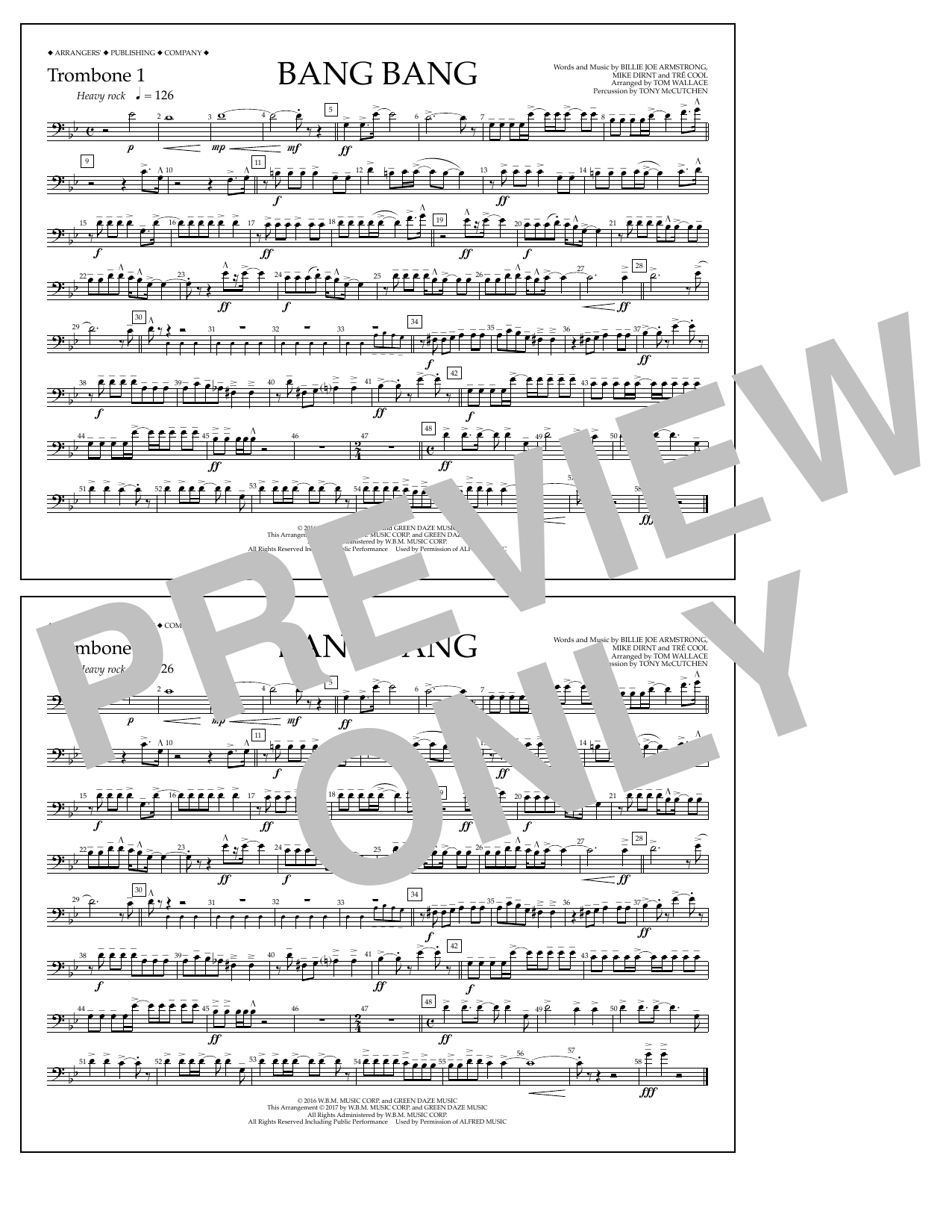 Tom Wallace Bang Bang - Trombone 1 Sheet Music Notes & Chords for Marching Band - Download or Print PDF