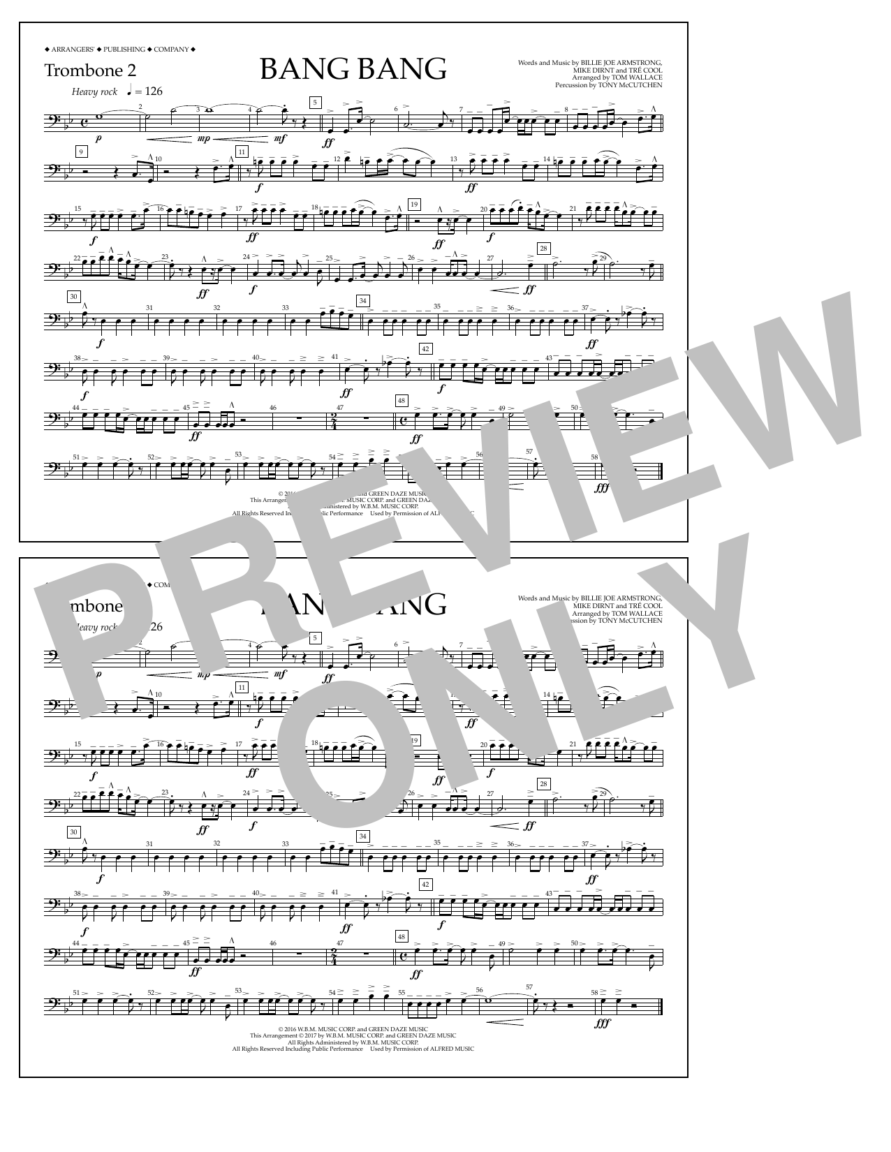 Tom Wallace Bang Bang - Trombone 2 Sheet Music Notes & Chords for Marching Band - Download or Print PDF