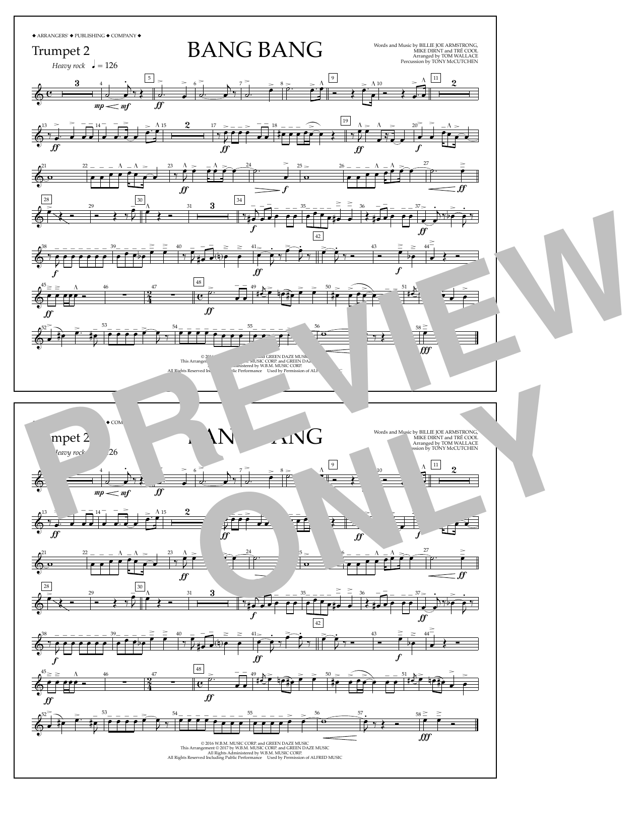 Tom Wallace Bang Bang - Trumpet 2 Sheet Music Notes & Chords for Marching Band - Download or Print PDF