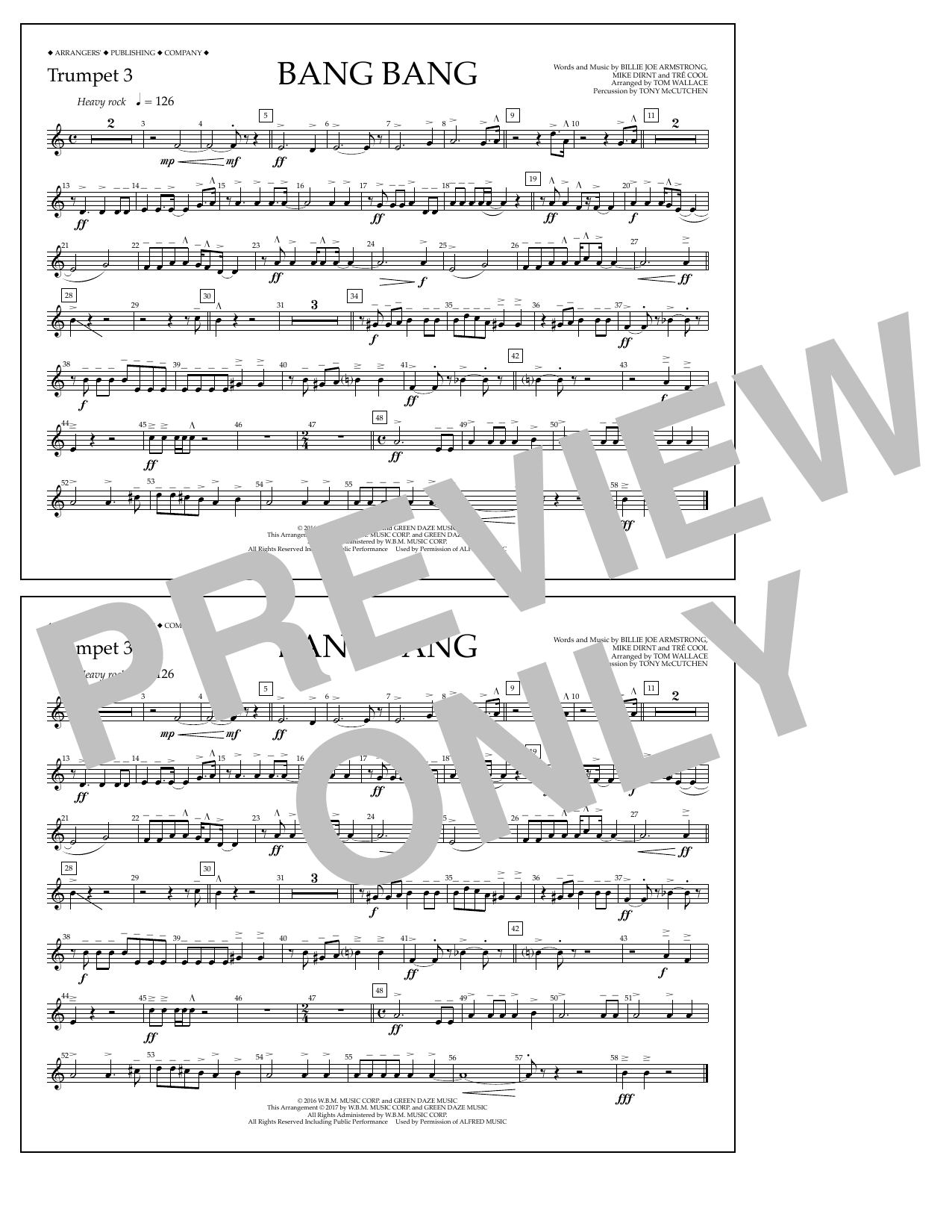 Tom Wallace Bang Bang - Trumpet 3 Sheet Music Notes & Chords for Marching Band - Download or Print PDF