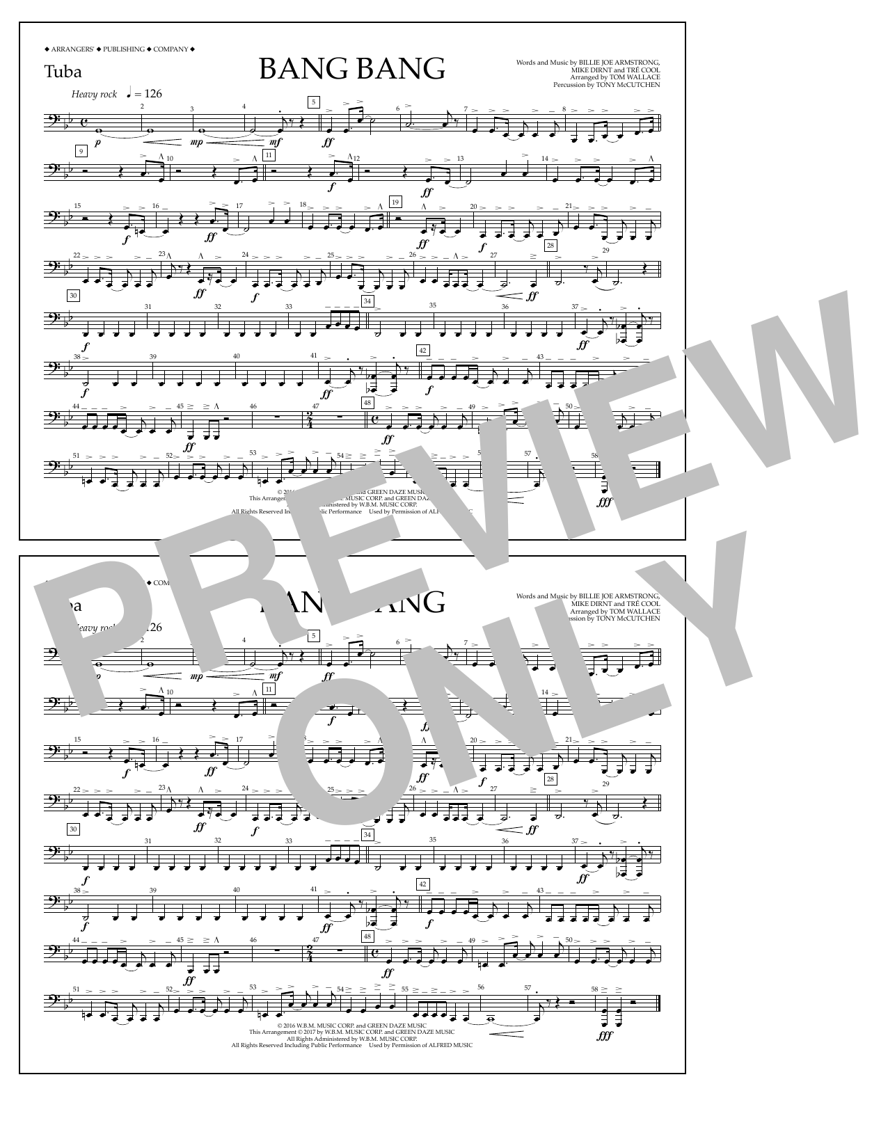 Tom Wallace Bang Bang - Tuba Sheet Music Notes & Chords for Marching Band - Download or Print PDF