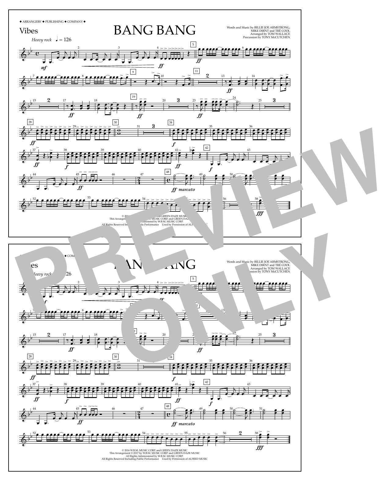 Tom Wallace Bang Bang - Vibes Sheet Music Notes & Chords for Marching Band - Download or Print PDF