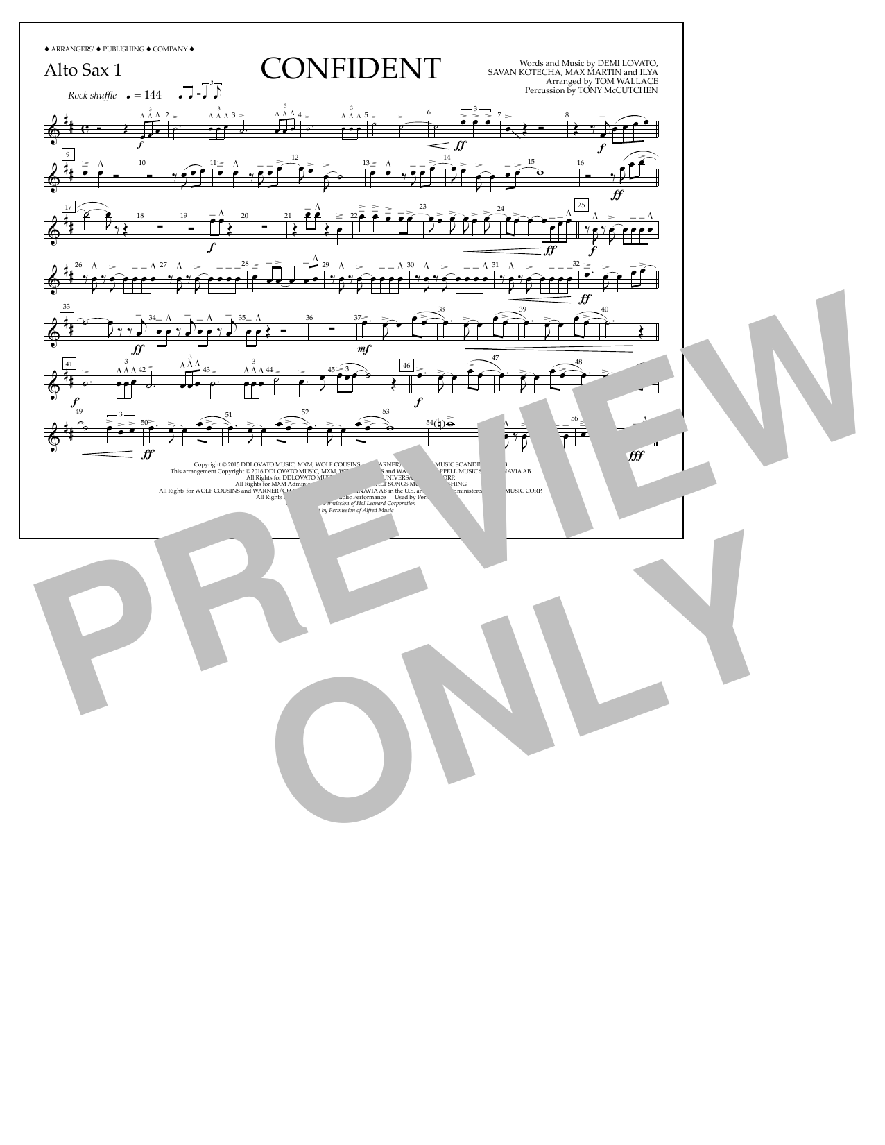 Tom Wallace Confident - Alto Sax 1 Sheet Music Notes & Chords for Marching Band - Download or Print PDF