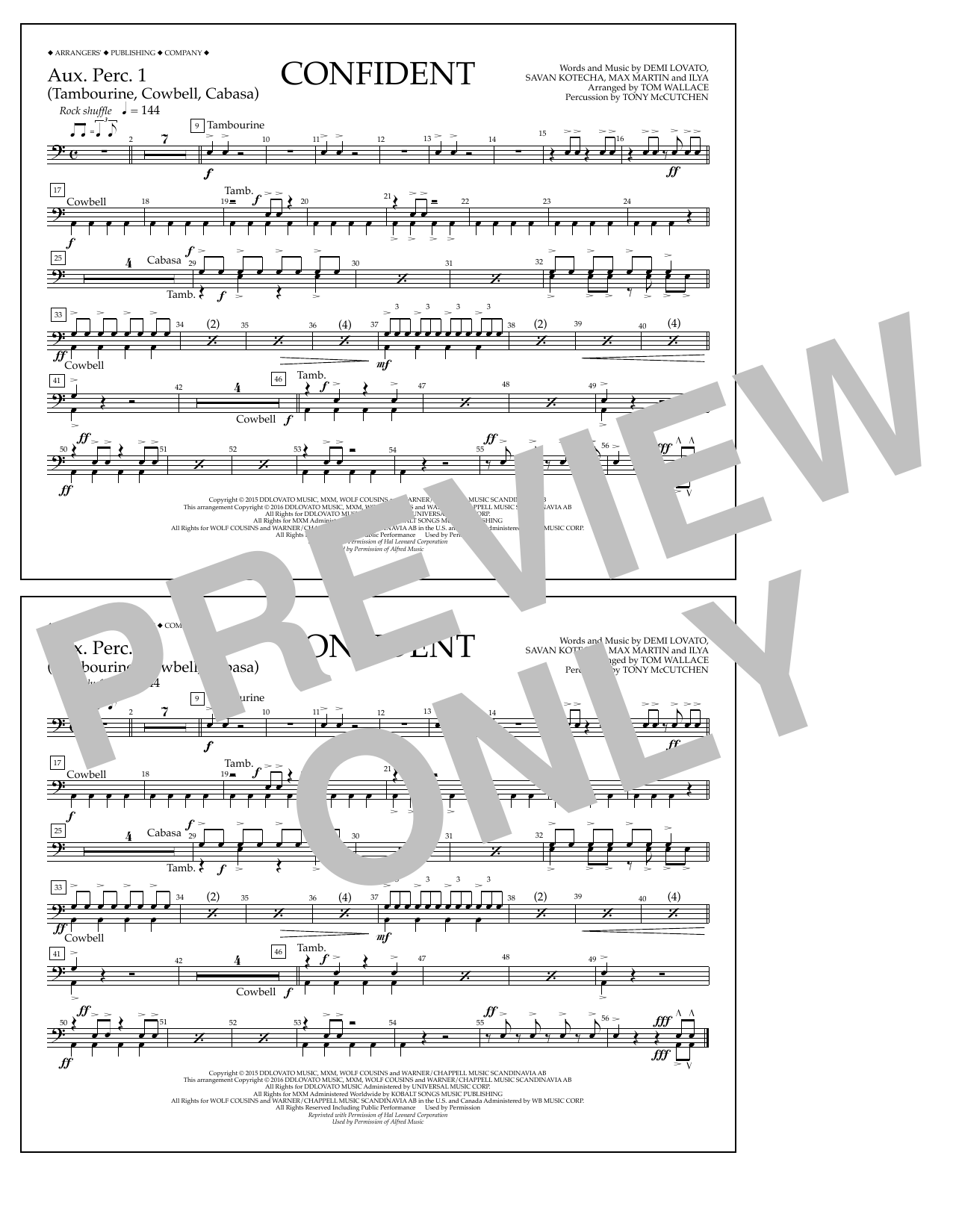 Tom Wallace Confident - Aux. Perc. 1 Sheet Music Notes & Chords for Marching Band - Download or Print PDF