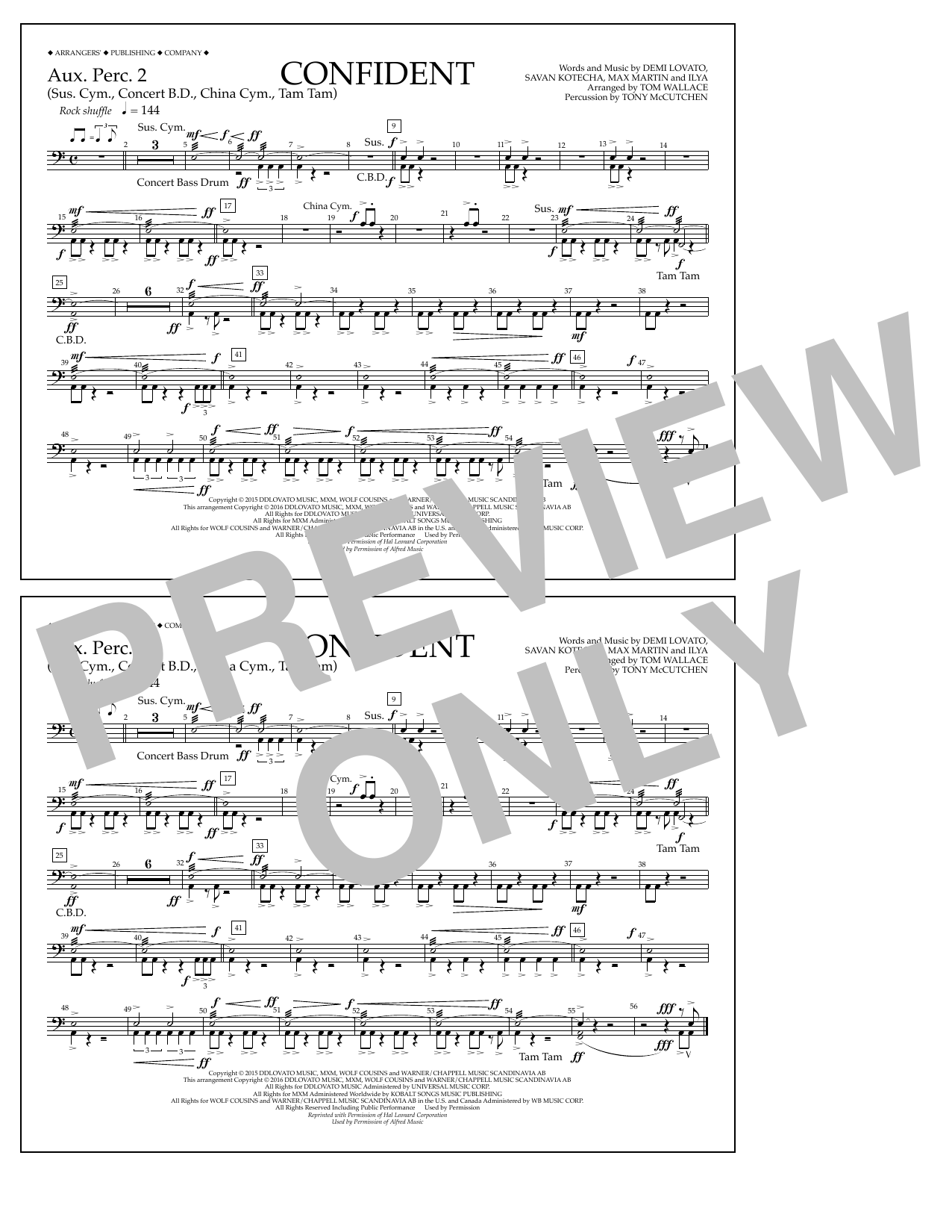 Tom Wallace Confident - Aux. Perc. 2 Sheet Music Notes & Chords for Marching Band - Download or Print PDF