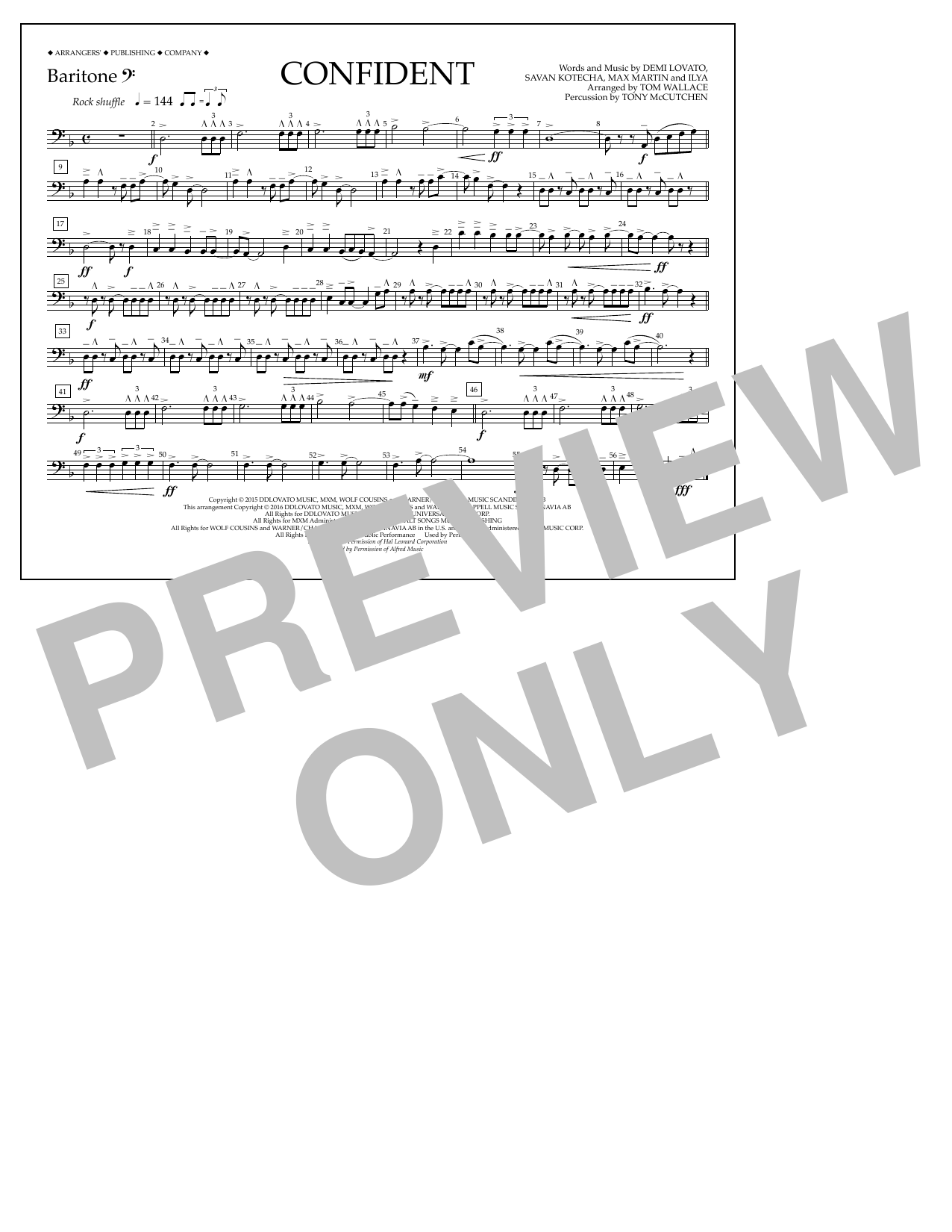 Tom Wallace Confident - Baritone B.C. Sheet Music Notes & Chords for Marching Band - Download or Print PDF