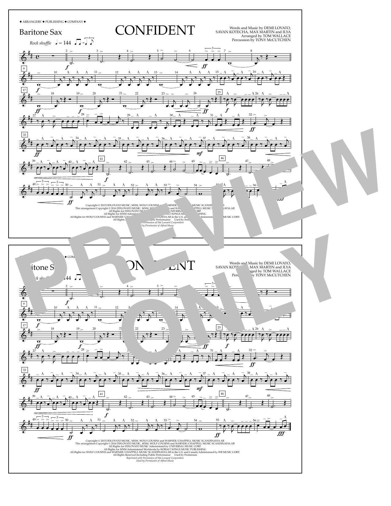Tom Wallace Confident - Baritone Sax Sheet Music Notes & Chords for Marching Band - Download or Print PDF