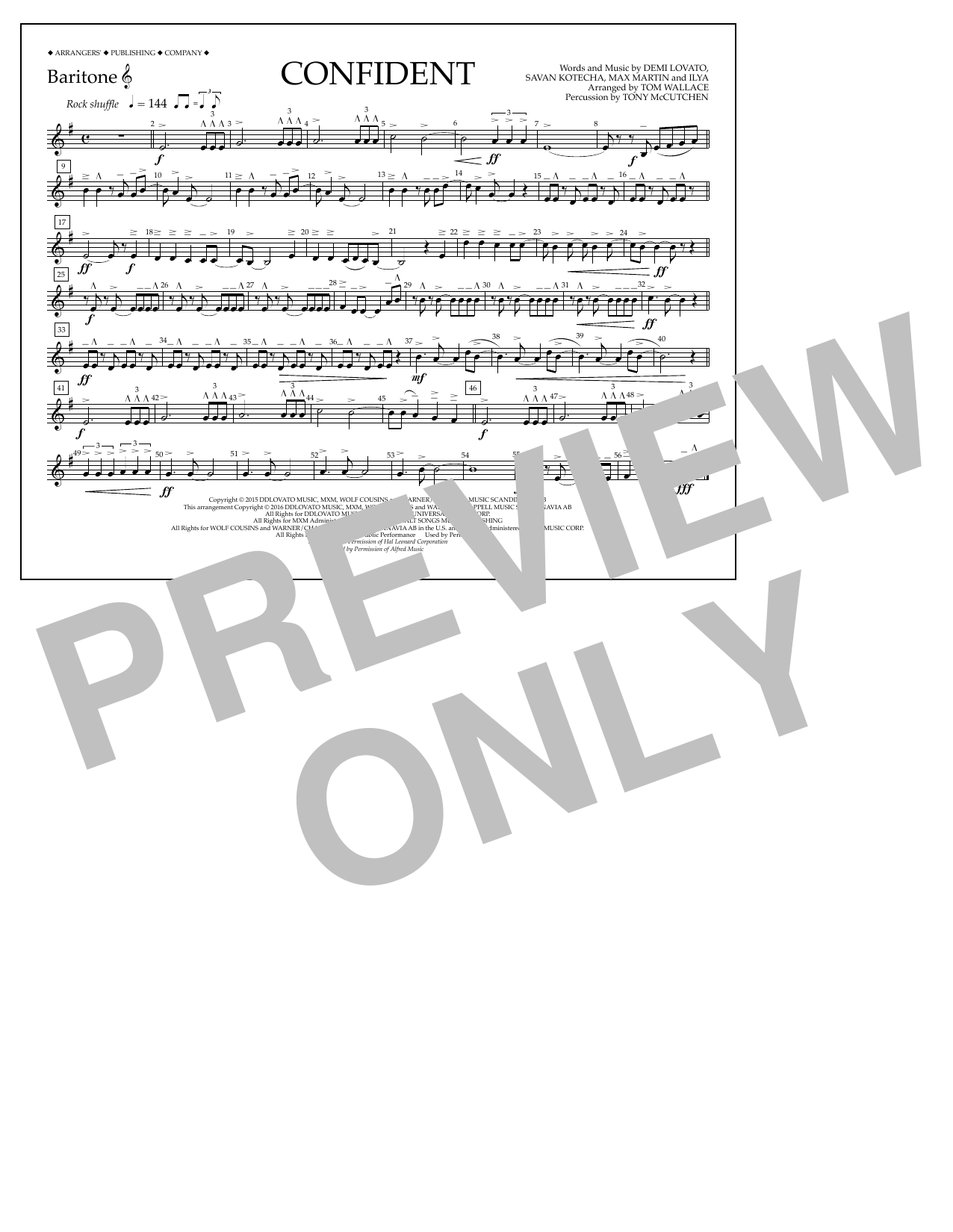 Tom Wallace Confident - Baritone T.C. Sheet Music Notes & Chords for Marching Band - Download or Print PDF