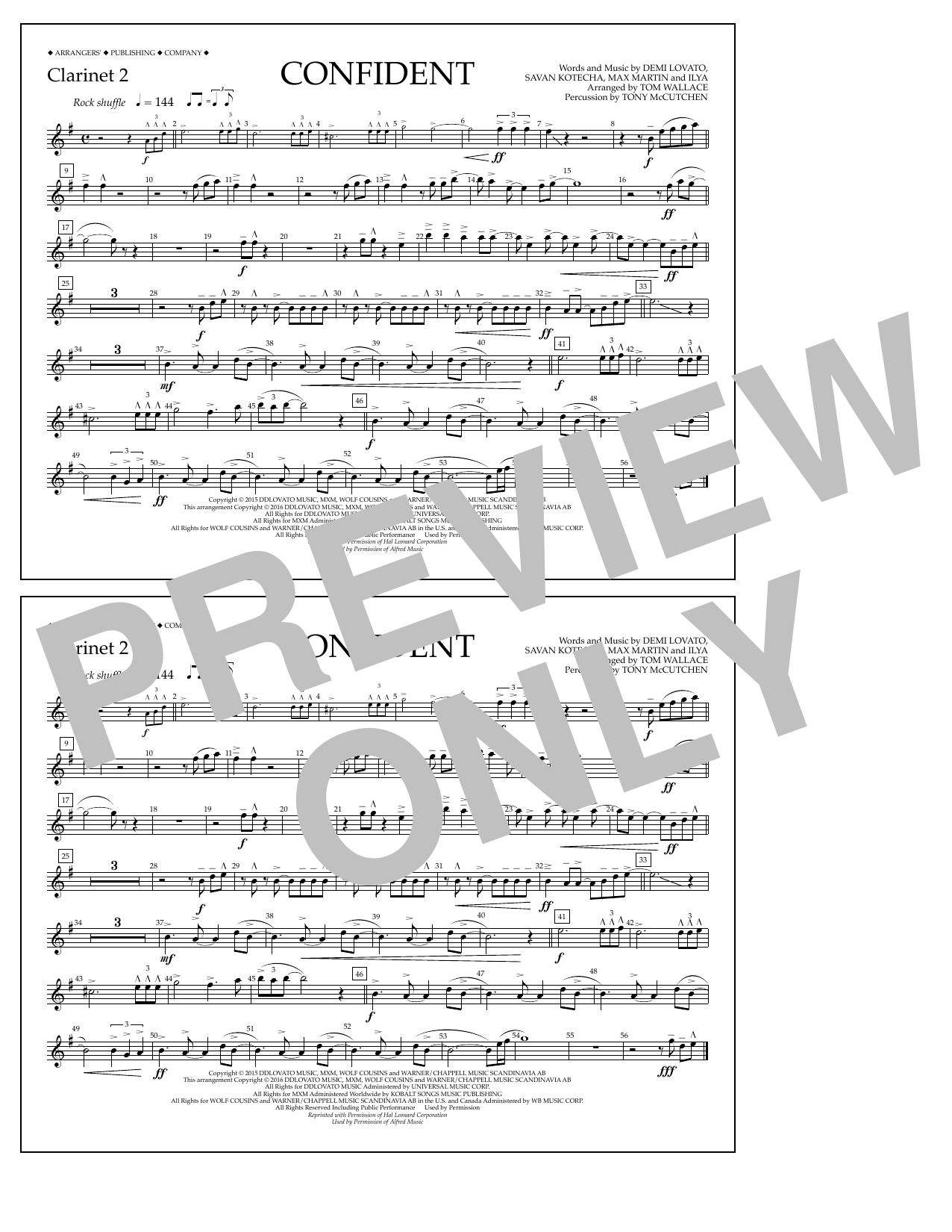 Tom Wallace Confident - Clarinet 2 Sheet Music Notes & Chords for Marching Band - Download or Print PDF