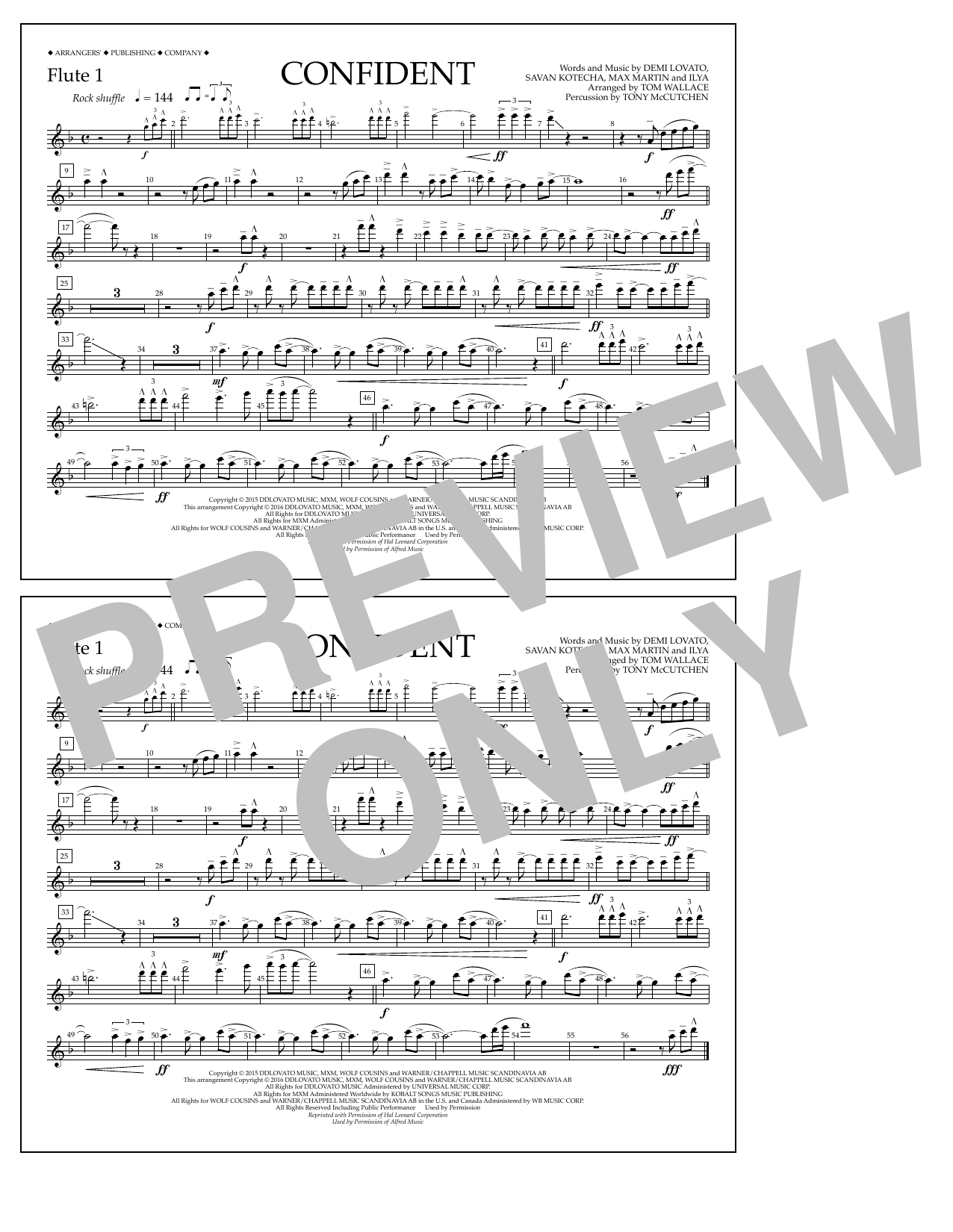 Tom Wallace Confident - Flute 1 Sheet Music Notes & Chords for Marching Band - Download or Print PDF