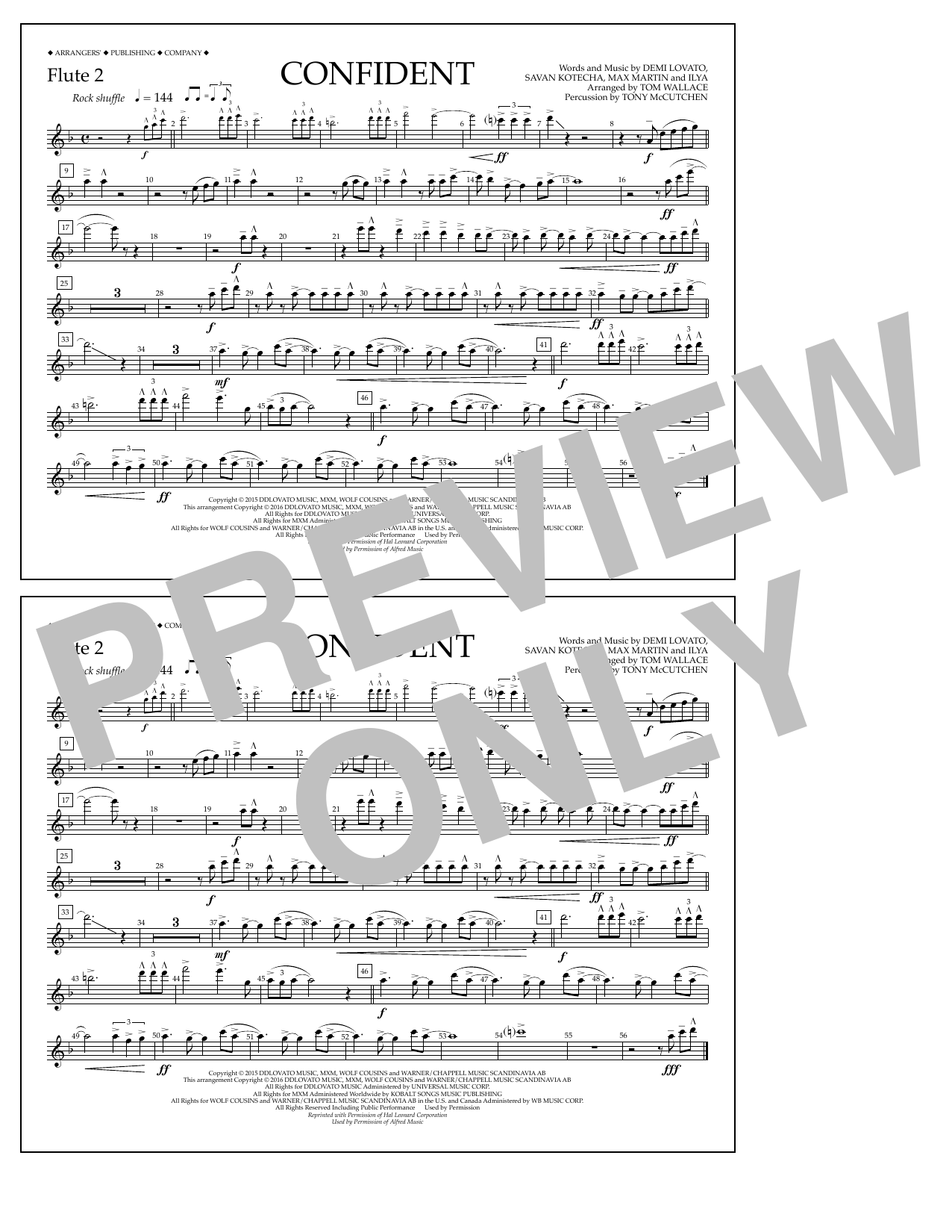 Tom Wallace Confident - Flute 2 Sheet Music Notes & Chords for Marching Band - Download or Print PDF