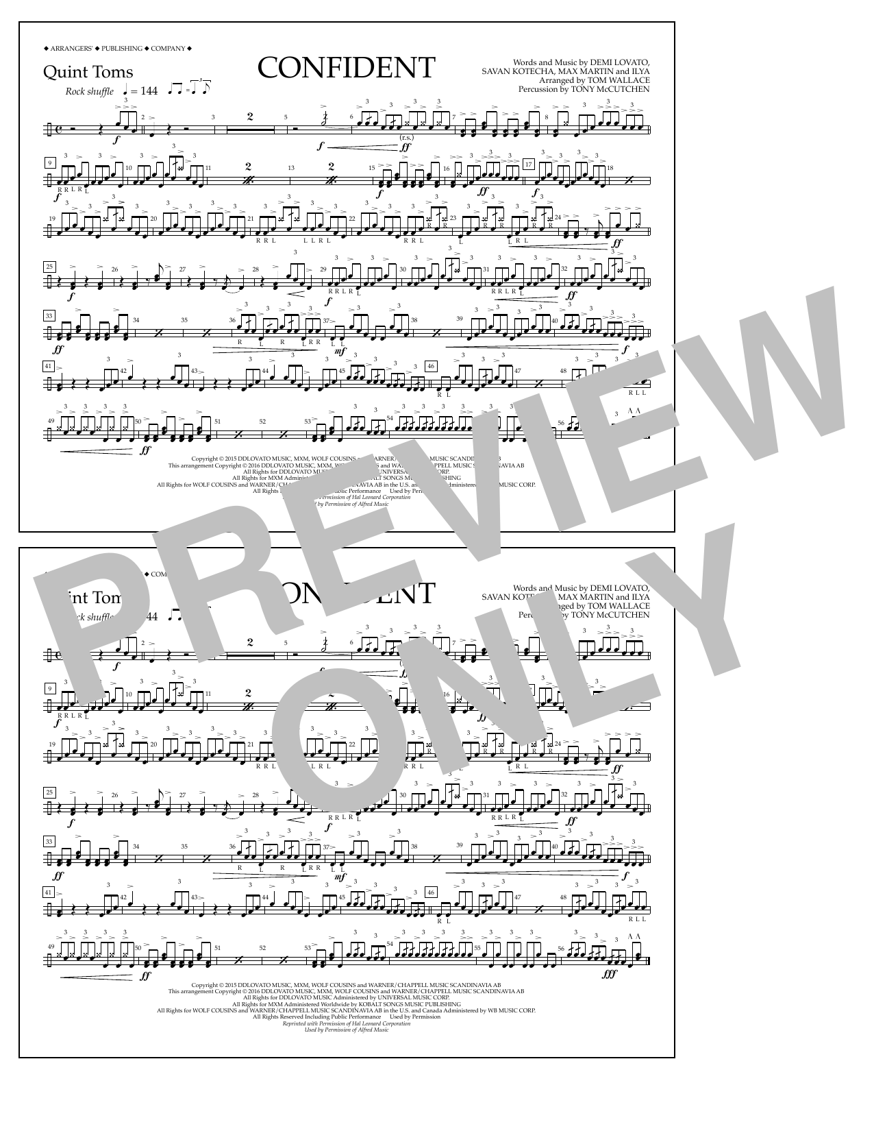Tom Wallace Confident - Quint-Toms Sheet Music Notes & Chords for Marching Band - Download or Print PDF