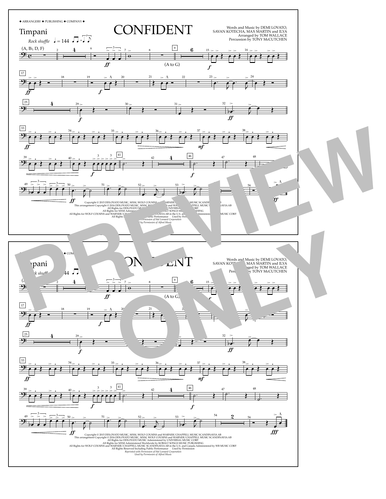 Tom Wallace Confident - Timpani Sheet Music Notes & Chords for Marching Band - Download or Print PDF