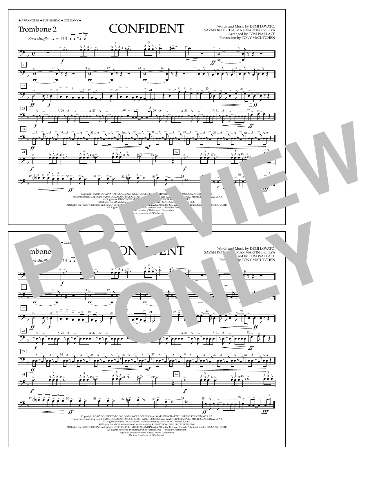 Tom Wallace Confident - Trombone 2 Sheet Music Notes & Chords for Marching Band - Download or Print PDF