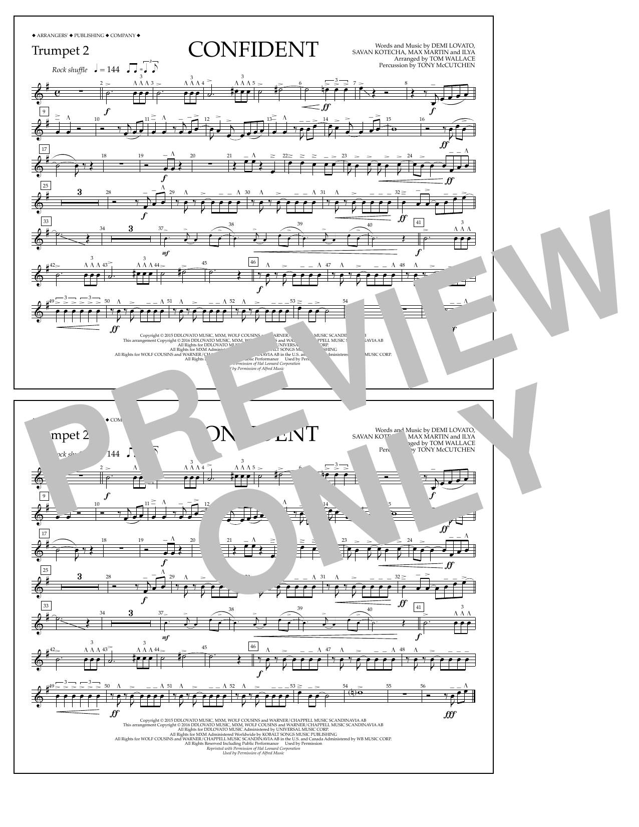 Tom Wallace Confident - Trumpet 2 Sheet Music Notes & Chords for Marching Band - Download or Print PDF