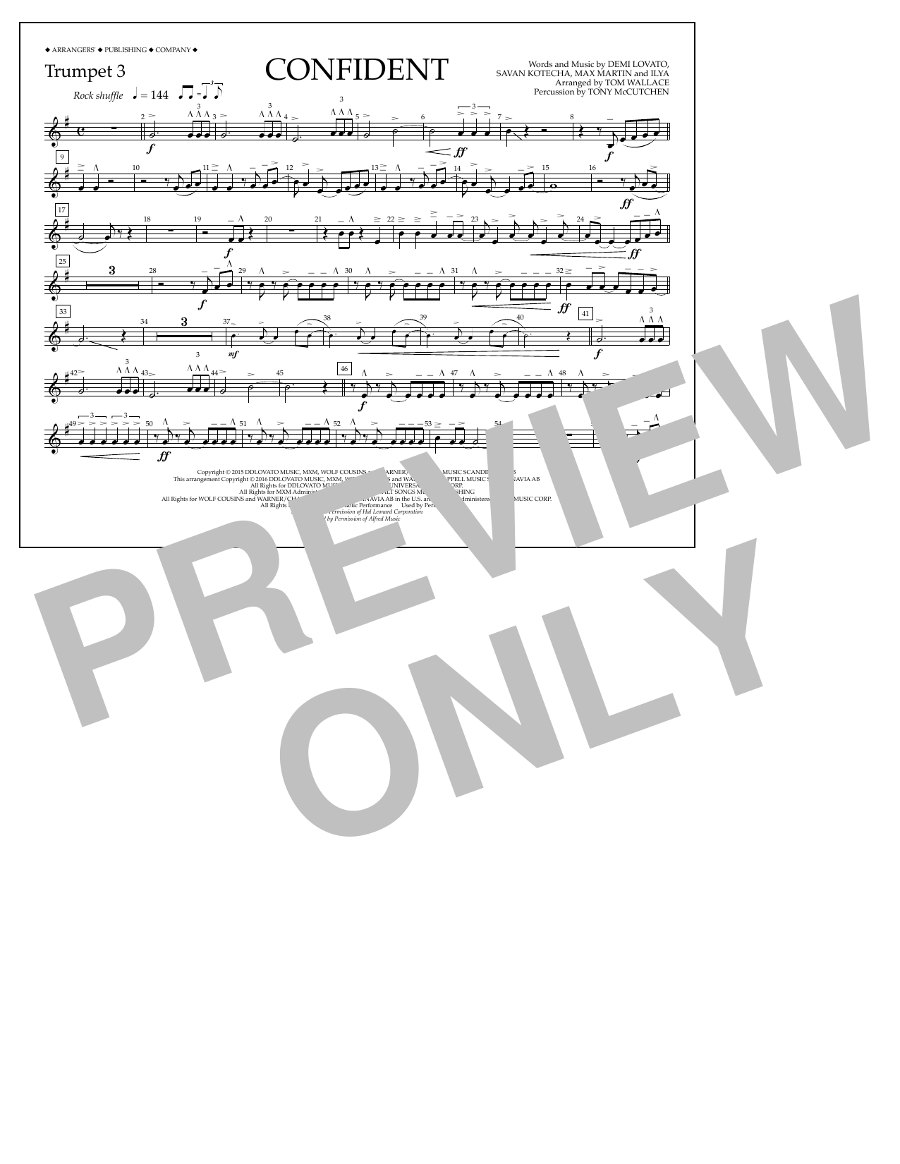 Tom Wallace Confident - Trumpet 3 Sheet Music Notes & Chords for Marching Band - Download or Print PDF