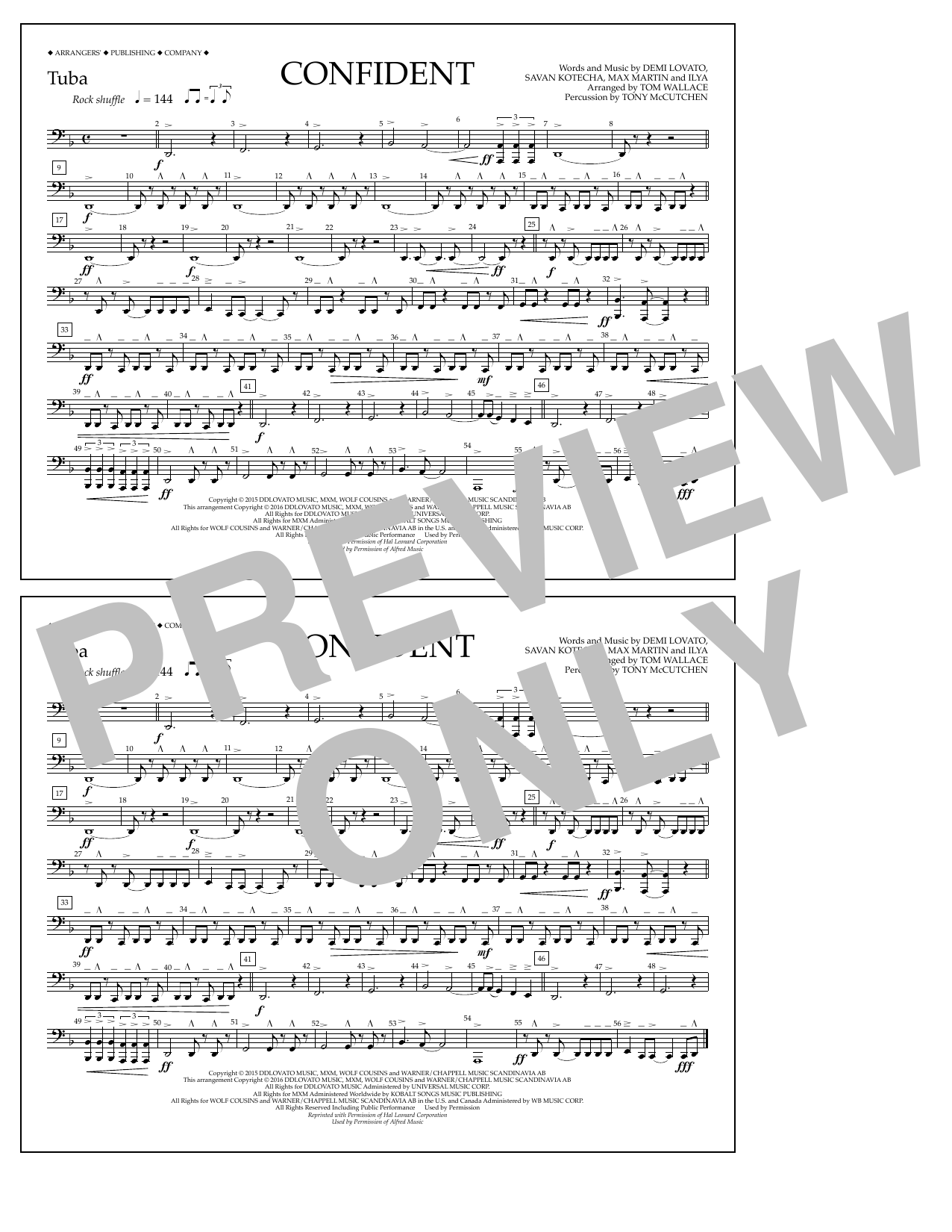 Tom Wallace Confident - Tuba Sheet Music Notes & Chords for Marching Band - Download or Print PDF