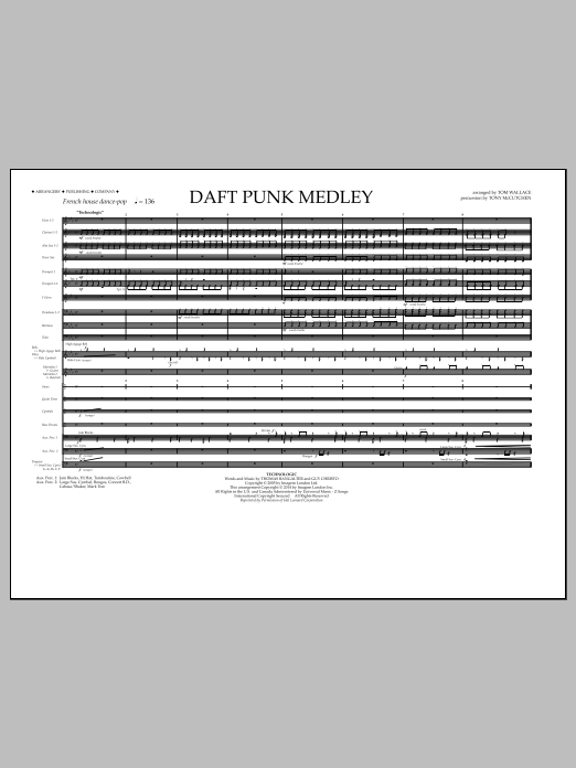 Tom Wallace Daft Punk Medley - Full Score Sheet Music Notes & Chords for Marching Band - Download or Print PDF
