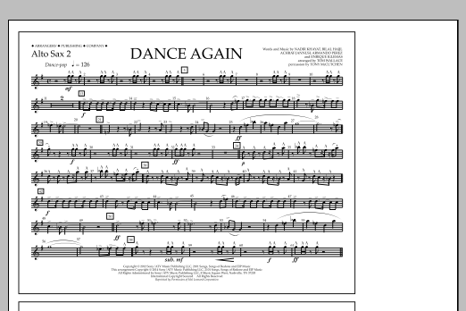 Tom Wallace Dance Again - Alto Sax 2 Sheet Music Notes & Chords for Marching Band - Download or Print PDF