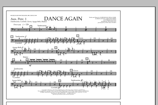 Tom Wallace Dance Again - Aux. Perc. 1 Sheet Music Notes & Chords for Marching Band - Download or Print PDF