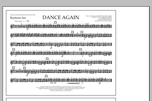 Tom Wallace Dance Again - Baritone Sax Sheet Music Notes & Chords for Marching Band - Download or Print PDF