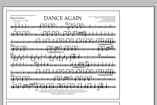 Tom Wallace Dance Again - Bass Drums Sheet Music Notes & Chords for Marching Band - Download or Print PDF
