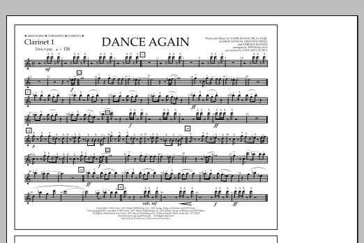 Tom Wallace Dance Again - Clarinet 1 Sheet Music Notes & Chords for Marching Band - Download or Print PDF