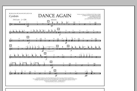 Tom Wallace Dance Again - Cymbals Sheet Music Notes & Chords for Marching Band - Download or Print PDF