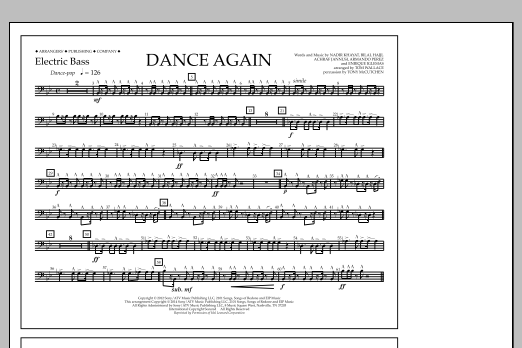 Tom Wallace Dance Again - Electric Bass Sheet Music Notes & Chords for Marching Band - Download or Print PDF